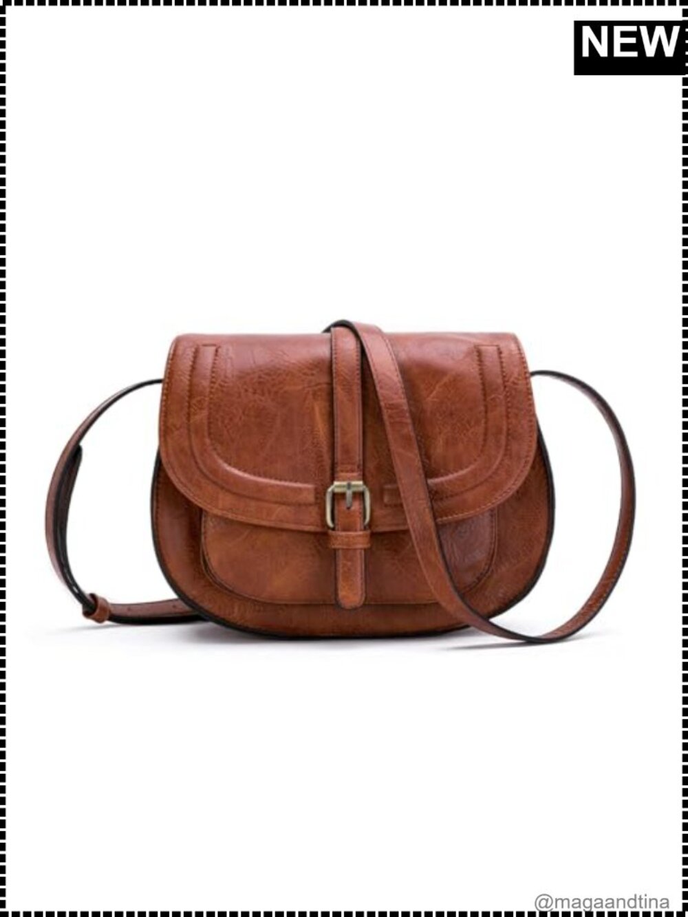 Vegan Leather Crossbody Bag Small Saddle Purse Boho Everyday Handbag